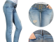 Модные летние светлые зауженные джинсы с  элементами "рваных джинсов"