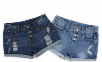 Темно-синие и голубые джинсовые шорты на трех пуговицах с заниженной талией. Размер от XS до 8XL