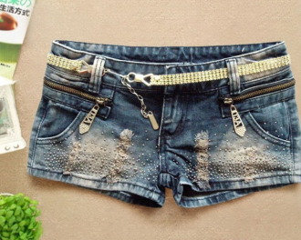 Стильные джинсовые шорты с заниженной талией в ассортименте два цвета