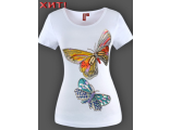 Белая футболка с бабочками, украшена бисером и стразами ручной работы