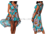 Яркое летнее платье, короткое спереди длинное сзади, с цветочным дизайном. В ассортименте 4 цвета