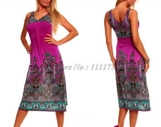 Яркое длинное пляжное платье, в ассортименте 6 цветов